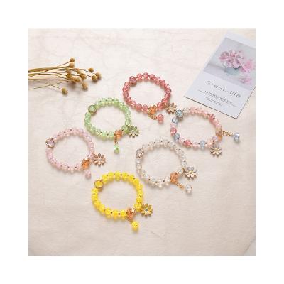 China New FASHIONED Student Daisy Crystal Bracelet Girlfriend Bracelet Women Female Pink Crystal Sun Flower Jewelry Noise Flower Sisters for sale