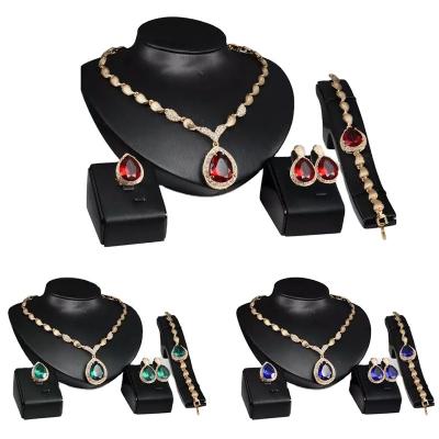 China 4Pcs/set Romantic Wholesale Crystal Jewelry Set Big Crystal Bridal Jewelry Making Austrian Crystal Jewelry Wholesale for sale