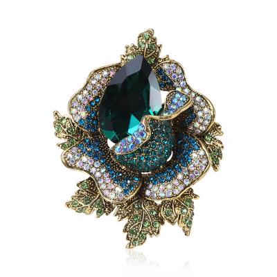 China Fashionable and Luxurious Simple Accessories Women's Large Brooch Pin Decoration Colorful Cc Brooch Crystal Rhinestone Flower Brooch Suit for sale