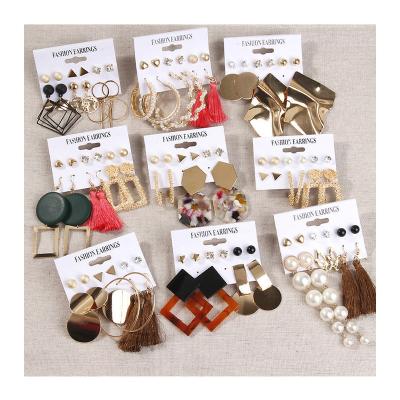 China TRENDY Acrylic Pearl Earrings Designs Leopard Tassel Stud Earrings Set For Women 2020 New Brincos Fashion Jewelry Spot Wholesale Mixed for sale