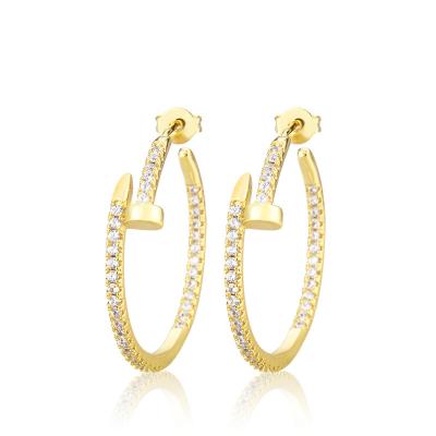 China FASHIONABLE Exquisite Micro Pave Zircon CZ Stud Shape Circle Earrings Gold Plated Zirconia Stud Earrings 18k for sale