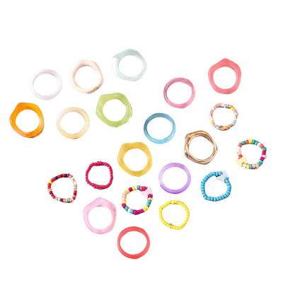 China 2023 New Ring Set Wholesale Of Ring Set Colorless Resin Lovely Ring Women Colorful Romantic for sale