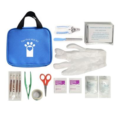 China Custom Cute Eco-friendly Dog Pet First Aid Kit Bag Medical Kits With First Aid Equipment For Outdoor Home Pet Promotion Gift for sale