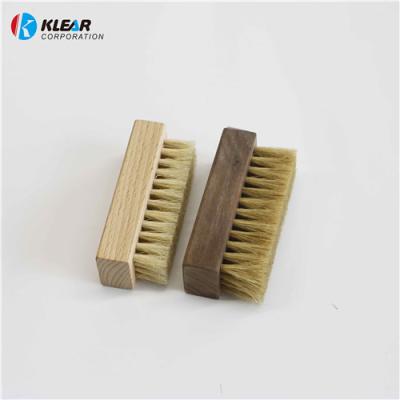 China Natural Wooden Polish Shoe Cleaning Brush Hog Hair Bristle Shoe Sneaker Cleaning Brush Remover for sale