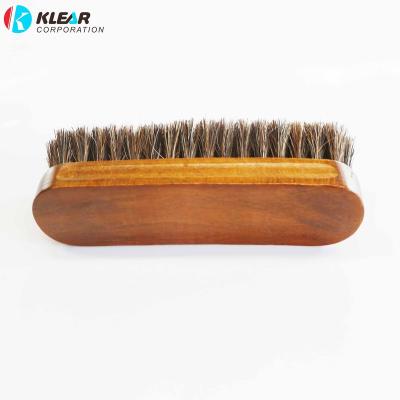 China Cleanging Brown Handle Horse Hair Shoe Shine Brush Real Wood Shoe Brush for sale