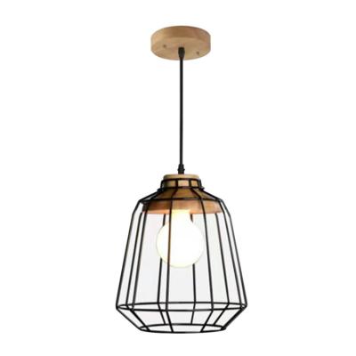 China Industrial Wood Accent Foyer Lights Black Modern Linear Chandelier Pendant Light For Kitchen for sale