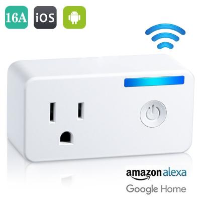 China 2.4GHz 16A Wireless Wifi Plug with Amazon Alexa & Google Home for sale