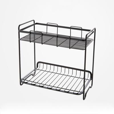 China Kitchen Iron 2 Tiers Storage Rack Bathroom Standing Type Double Decker Shelf for sale