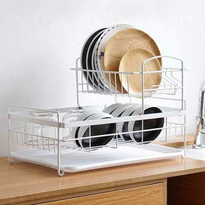 China Kitchen 2 Tiers Sink Multi Functional Dish Dryer Rack Kitchen Storage Rack Sponge Drainage Rack for sale