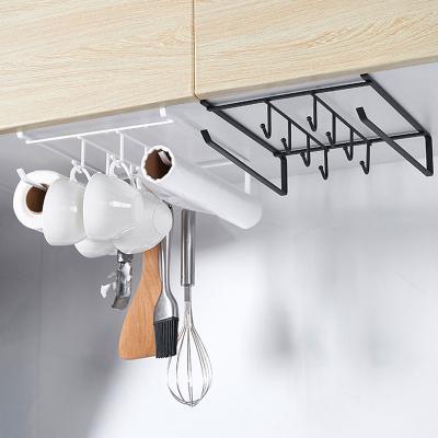 China Multifunctional Kitchen Cabinet Plastic Wrap Storage Rack Kitchen Accessories Hanging Rack for sale