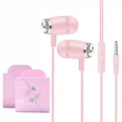 China L102 In-ear macaroon earphone 3.5mm jack earphones wholesale high quality cute cable earbuds in ear for sale