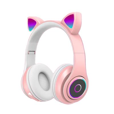 China Cute Cat Ear Wireless B39 Headband Gaming Headset Earbuds Wireless Glowing Headsets for sale