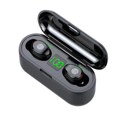 China With Hot Selling 1200mAh Power Bank Noise Canceling BT F9 Earbuds TWS Waterproof True Wireless Headphones With LED Display for sale