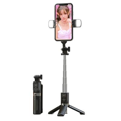 China 360 Degree New Mini Dual BT Lightweight Outdoor Rotation Selfie Pole Mobile Phone Bracket Tripod Live Video Recorder P08D-2 for sale