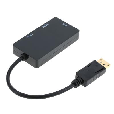 China D322 Multimedia Display Port DP Male To HD-MI DVI VGA Female Adapter Converter Cable 1080P 3 In 1 For PC for sale