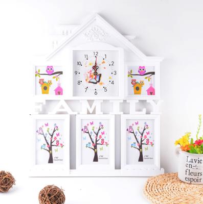 China Wholesale European\Modern\Middle East\Africa Plastic Photo Frames Injection Picture Frames With Square Wall Clock For Home Decor for sale