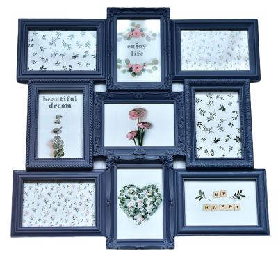 China European Cheap And Useful More Photo Frames With Hanging Plastic 9 Size Large Open Blue Carve And Design for sale