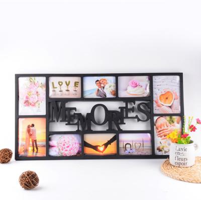 China European Wholesale Photo Frames 10 Black Transparent Combination Table Hanging Place Mat Photo Frame for sale