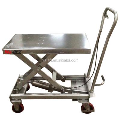 China SUS304 Stainless Steel Hydraulic Scissor Lift Table Truck for sale