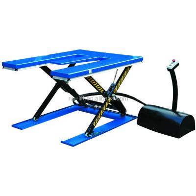 China 'E' Shape Low Profile Electric Hydraulic Scissor Lift Table Optional for sale