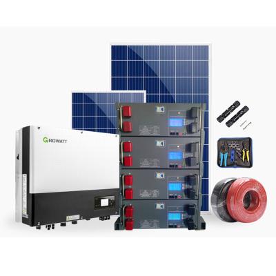 China Home Growatt Hybrid inverter Lithium battery energy storage 5Kw 8kw 10kw 15Kw Solar panel solar system Integrated solution for sale