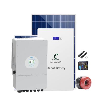 China Home 10kw Complete Solar Energy System Deye Hybrid Inverter 5kw8kw Solar Home Power System Three-phase 220V 230V 48V LiFePO4 Battery for sale