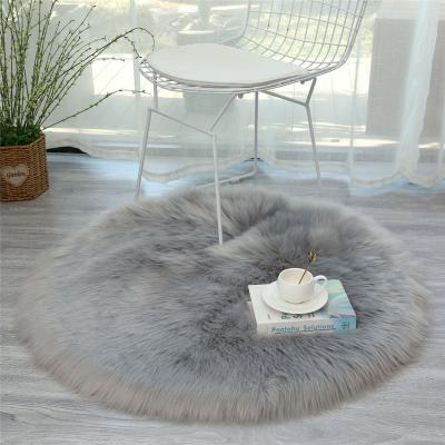 China Washable Customized Professional Carpet And Rug Living Room Faux Sheepskin Fur Custom Rug Faux Fur Round Chair Sofa Carpet for sale