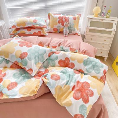 China Sustainable Manufacturer Supplier Colorful Cheap Bedding Set Printed Floral Duvet Bed Cover Set Cotton Bed Sheets Set Bed for sale