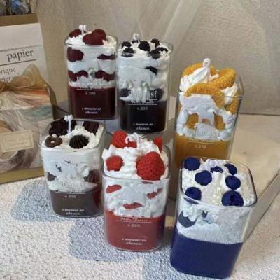 China Birthdays Most Popularhot Sale High Quality Wholesale Ice Cream Candle Fruity Shape Scented Candle Strawberry Chocolate Cake Candle for sale