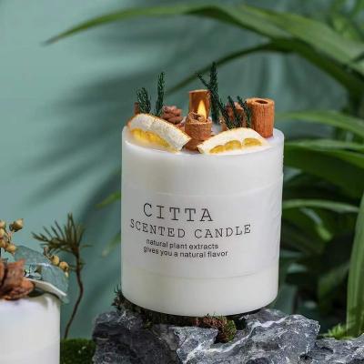 China Birthdays MU hot sales Handmade Home Decor Luxury Soy Wax Essentiol Oil Fragrance Aroma Dry Flower Scented Candle Gift Package Wholesale for sale