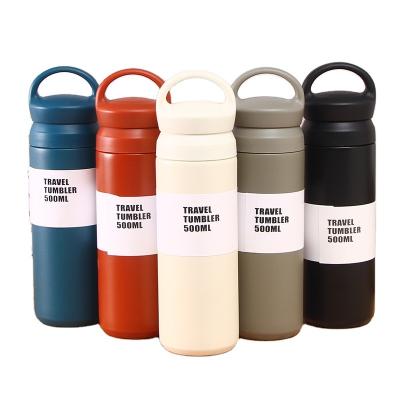 China Sustainable New 500ml 350ml Wholesale Double Wall Stainless Steel Vacuum Flasks Thermoses Travel Mug Handle Lid Coffee Tumbler With Lid for sale