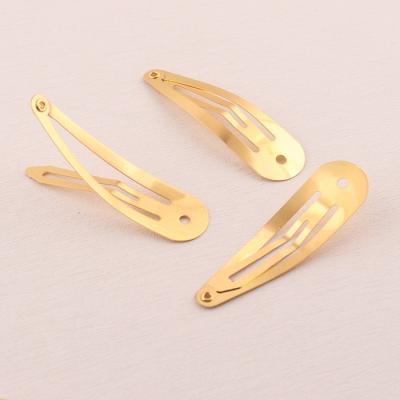 China New Arrival 5cm Gold Color Small Soft Metal Baby Hair Decorative Snap Clips Water Drop Hair Clip for sale