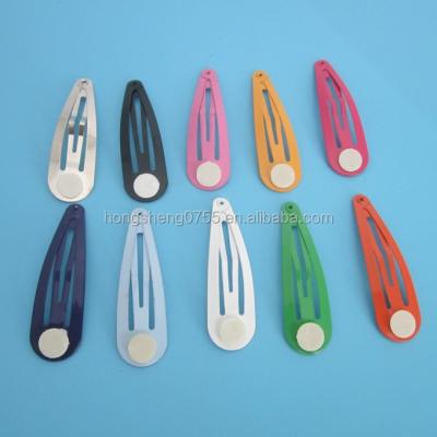 China Baby Hair Decoration Hot Sale 5cm Metal Snap Colorful Small Hair Clip With Plastic Protection for sale