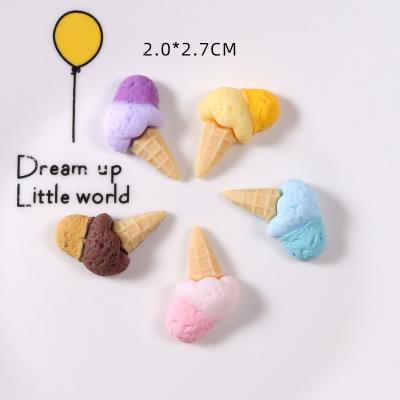 China Good quality Europe colored flatback simulated ice cream cone design resin cabochons crafts for sale