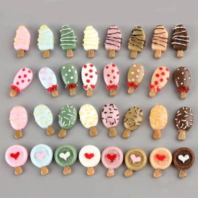 China Latest Europe Style Mini Ice Cream Stick Design Resin Flat Back Cabochons For Decoration for sale