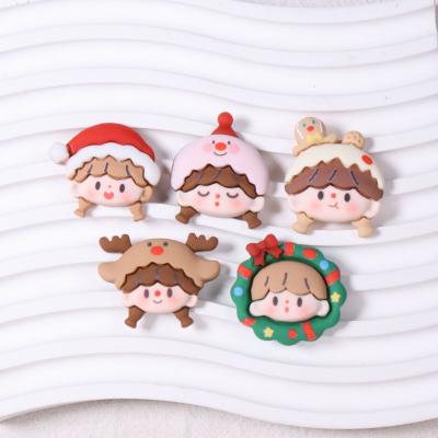 China New Europe Design Hot Sale Cute Christmas Girl Resin Flat Back Charm For Decoration for sale