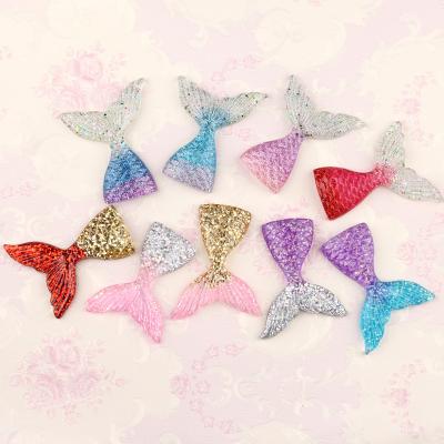 China Europe style fairy colorful glitter resin flat back mermaid tail charms for decoration for sale