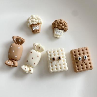 China New Europe White Coffee Color Candy Cookie Popcorn Design Flat Resin Charm For Keychain for sale