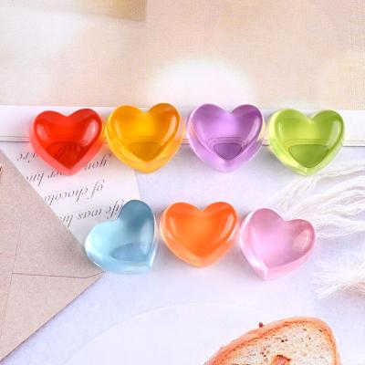 China Europe good quality clear colored heart shape hard candy resin flat back cabochon for diy for sale