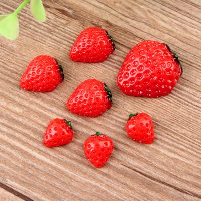 China Europe factory three sizes red color strawberry resin flat back cabochon for decoration for sale