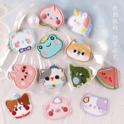 China Other Cute Small Size Animal Head Fruit Shape Embroidered Patches Self Adhesive Patches Sticker For DIY Decoration for sale