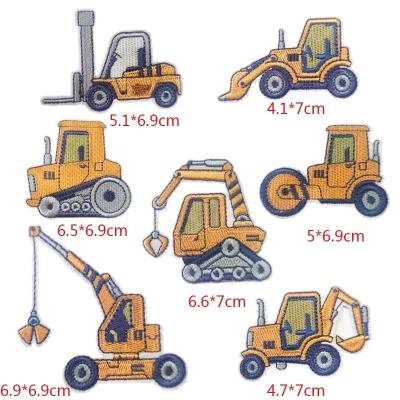 China Handmade Hot Selling Excavator Design Jewelry Phone Case Diy Accessories Iron Kid Embroidered Patches for sale