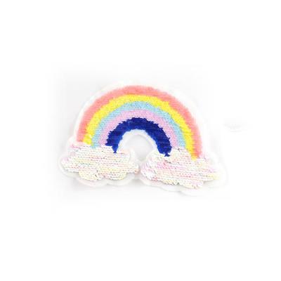 China New Design Sustainable Sew On Reversible Rainbow Large Sequin Patches To Short Sleeve for sale