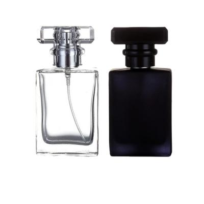 China Cosmetic 30ml 50ml 100ml transparent black customized luxury empty glass perfume bottle with box for sale