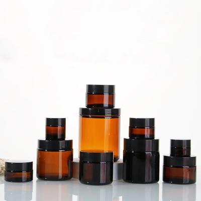 China Cosmetic Hot Selling Empty Amber PET Cream Jar 30ml 50ml 80ml 100ml 200ml 250ml Plastic Cosmetic Jar With Lid for sale