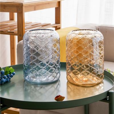 China Home Modern Superior Nordic Style Grid Grade Clear Glass Flower Vase Ion Plated Vase Glass Hydroponic Glass Vase for sale