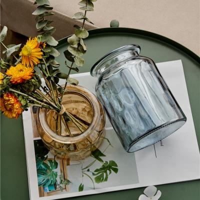 China Modern modern glass vase plating Nordic style transparent glass vase clear glass flower vase for sale