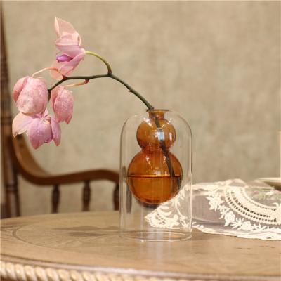 China Modern Green Plant Vase Flower Arrangement Living Room Decoration Glass Transparent Home Vase for sale