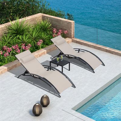 China Modern fiberglass garden poolside furniture lounge pool folding beds in water pool convertible lounge chair for sale