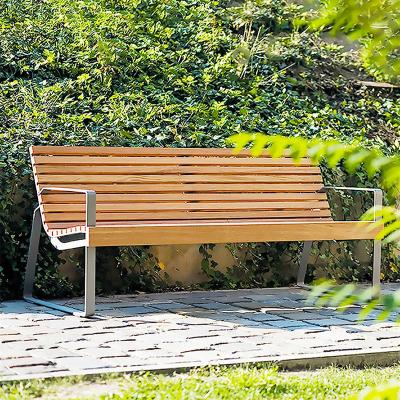 China Modern Luxury Wood Slats Factory Design Waterproof Seating Outside Furniture Garden Metal Outdoor Park Bench for sale